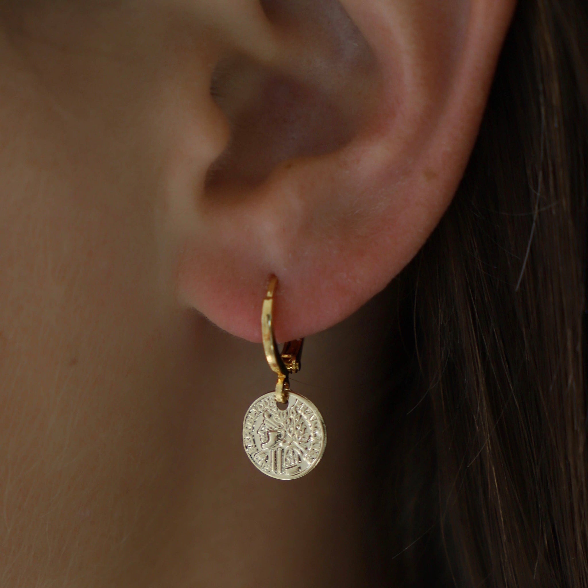 PETITE COIN HUGGIE EARRINGS