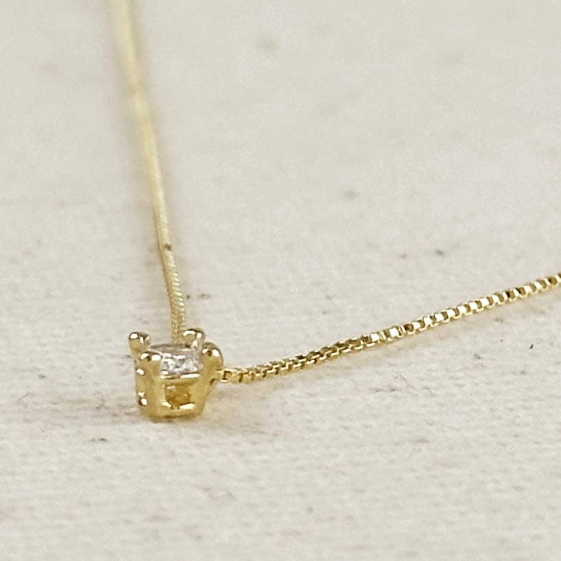 Mini CZ Solitaire Necklace