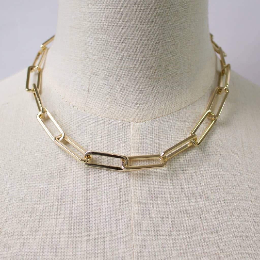 Paperclip Chain Necklace | Gold