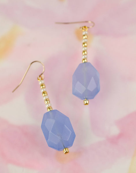Blue Chalcedony Faceted Earrings