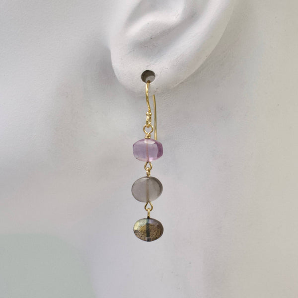 Mini Semi Stack Earrings: Smoky/Lab