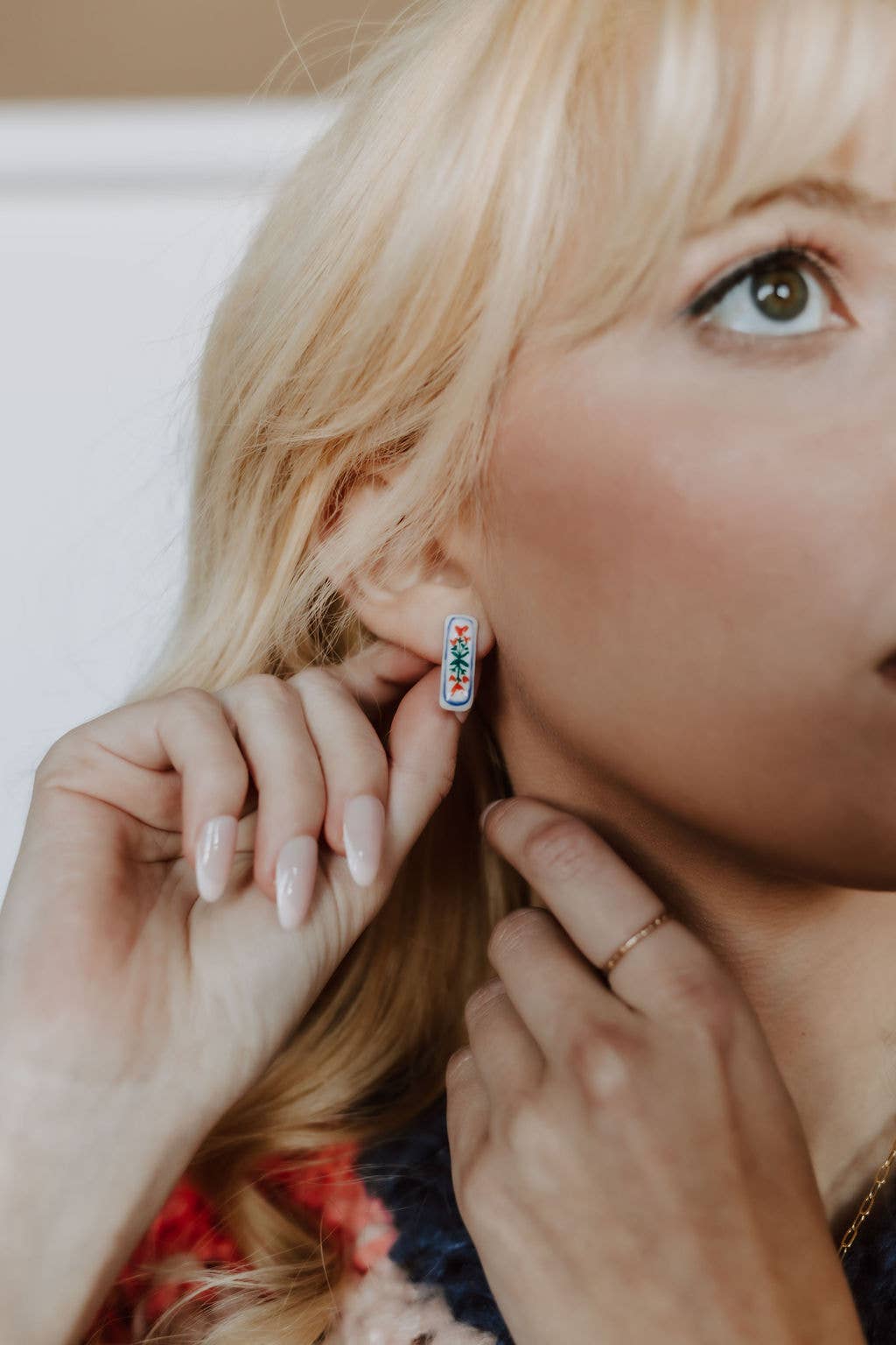 Bar Stud Earrings | Floral