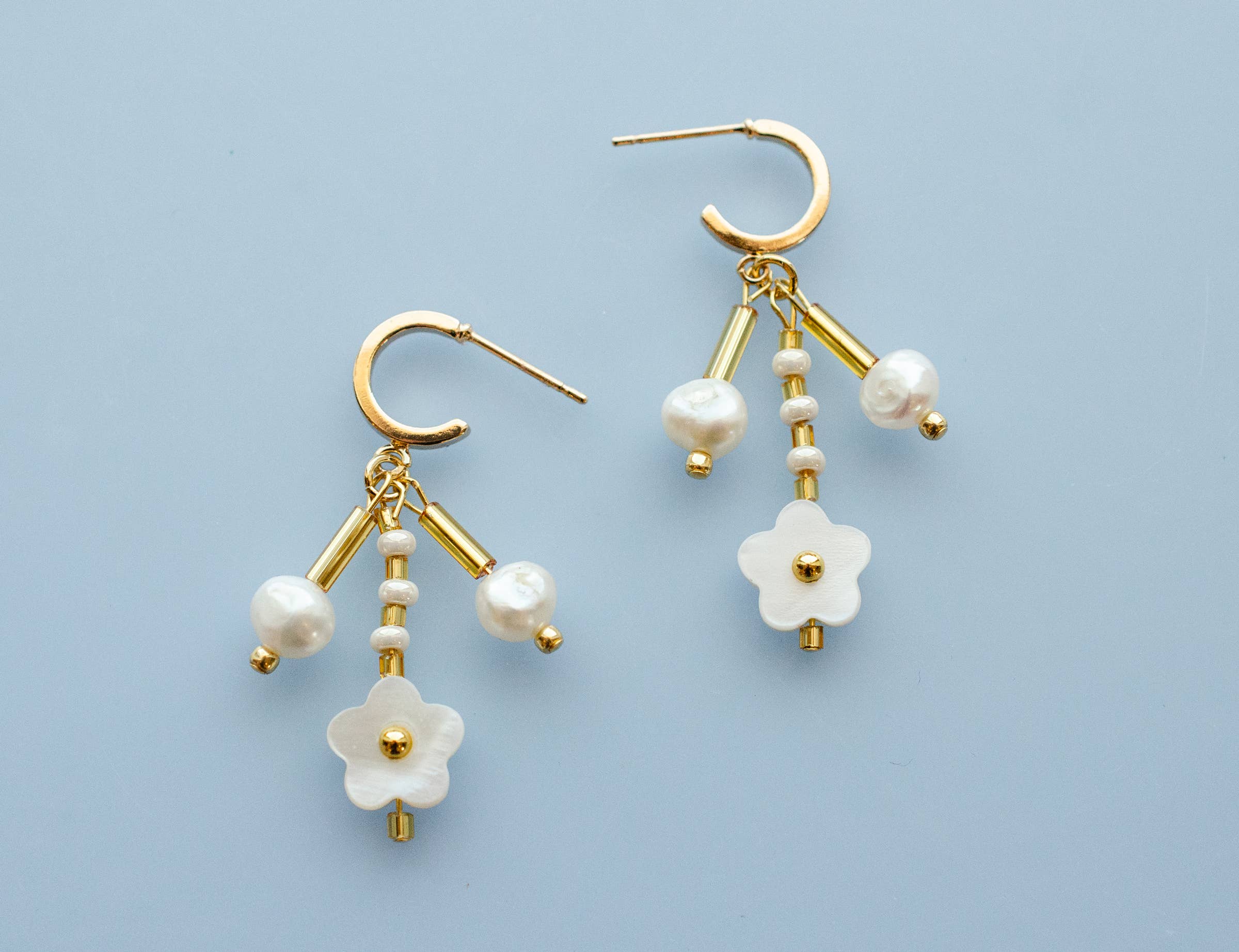 Pearl Flower Dangle Earrings