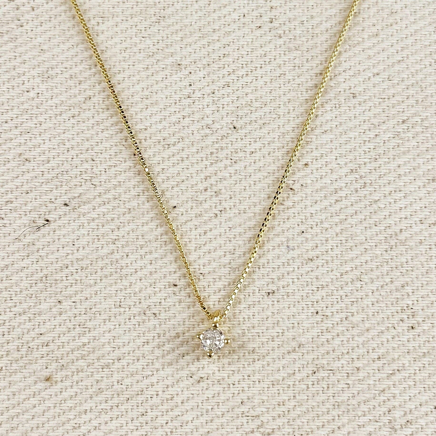 Mini CZ Solitaire Necklace