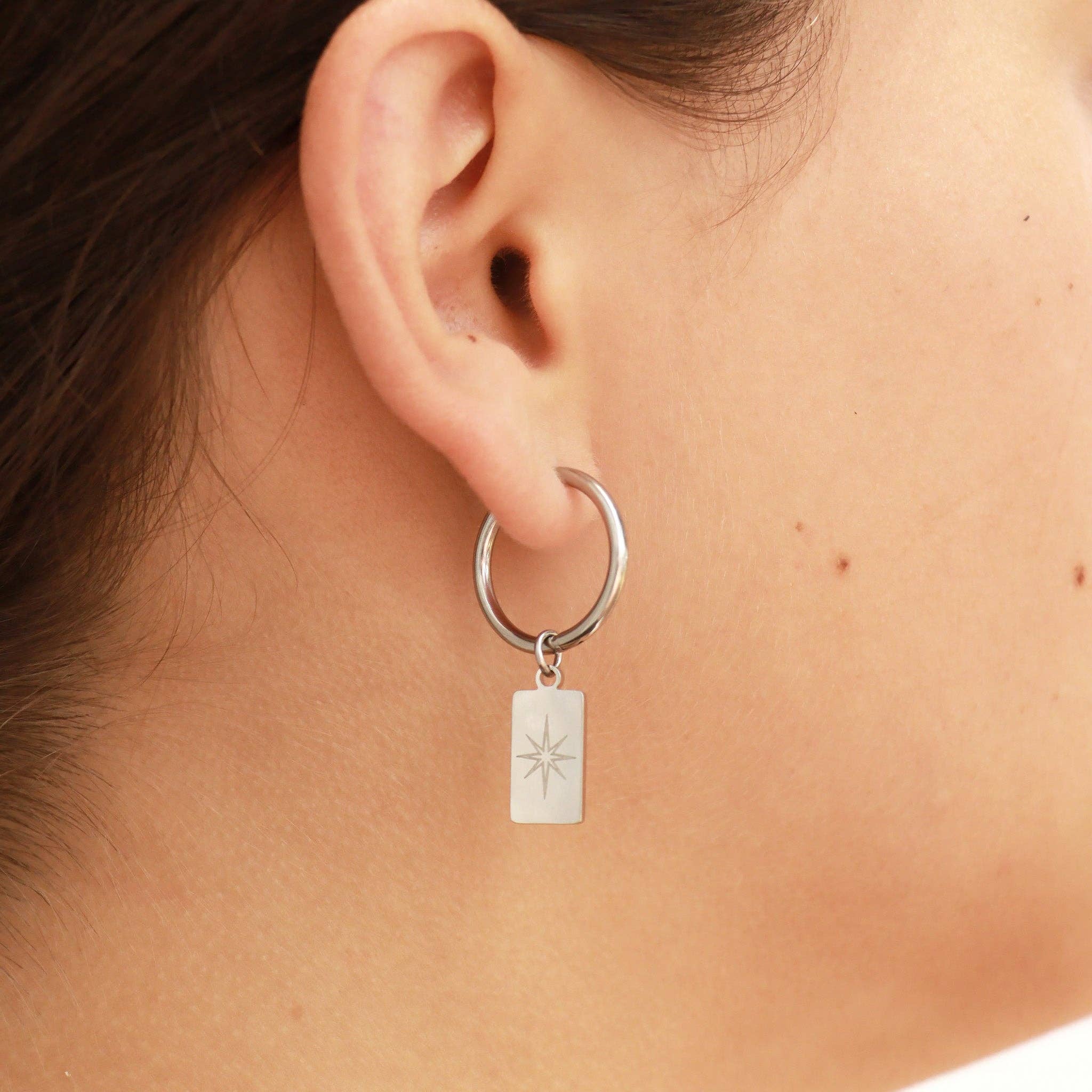 Star Pendant Huggie Hoop Earrings