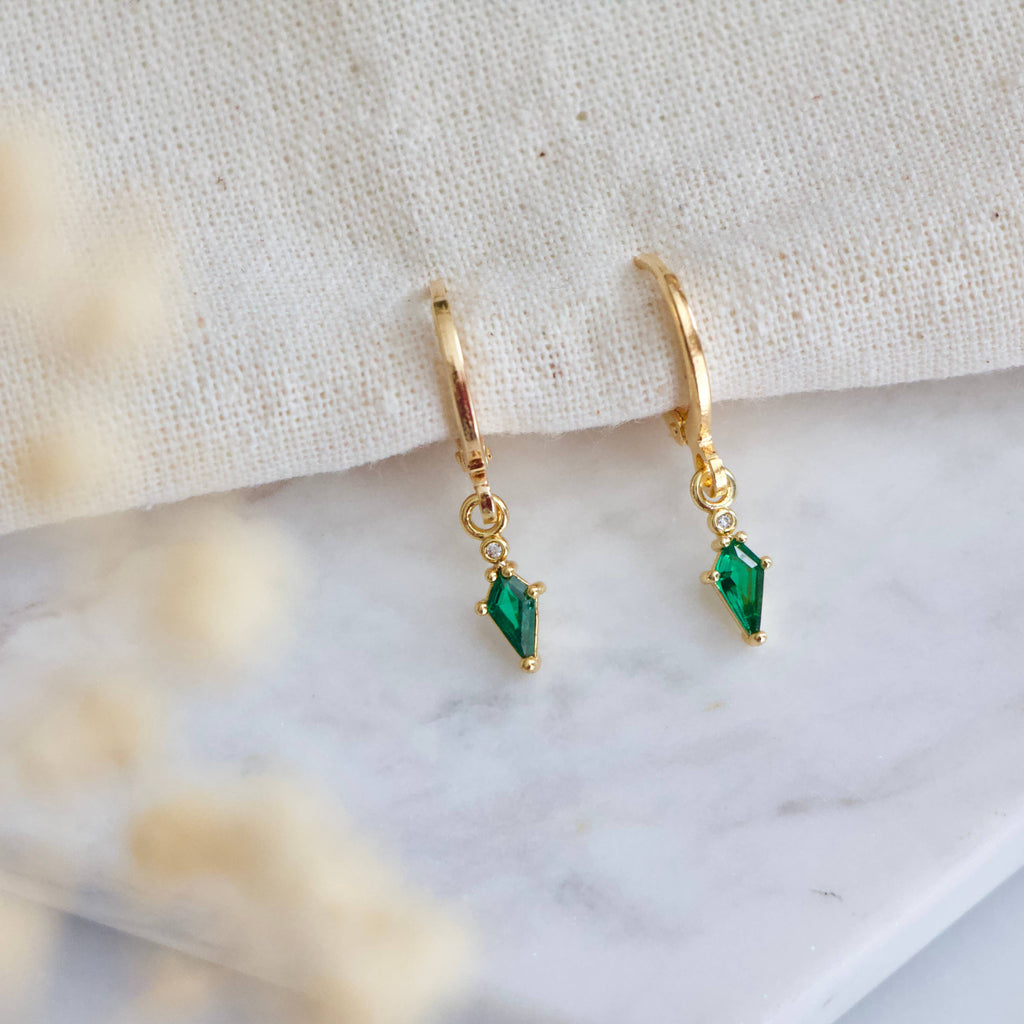 Emerald Green Huggie Earrings