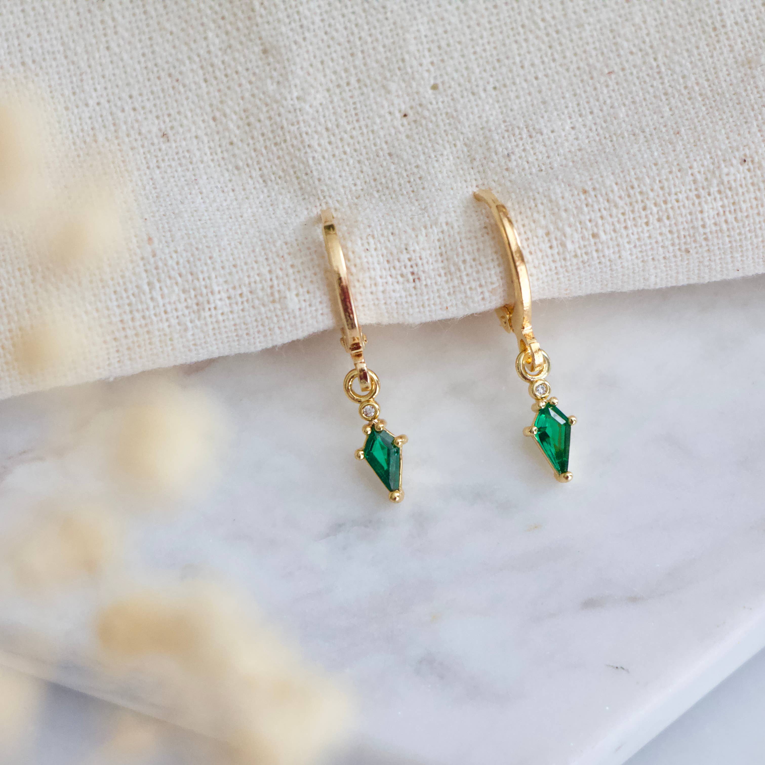 Emerald Green Huggie Earrings