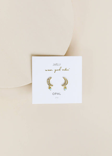 Moon Drop - Opal / Gold Earrings