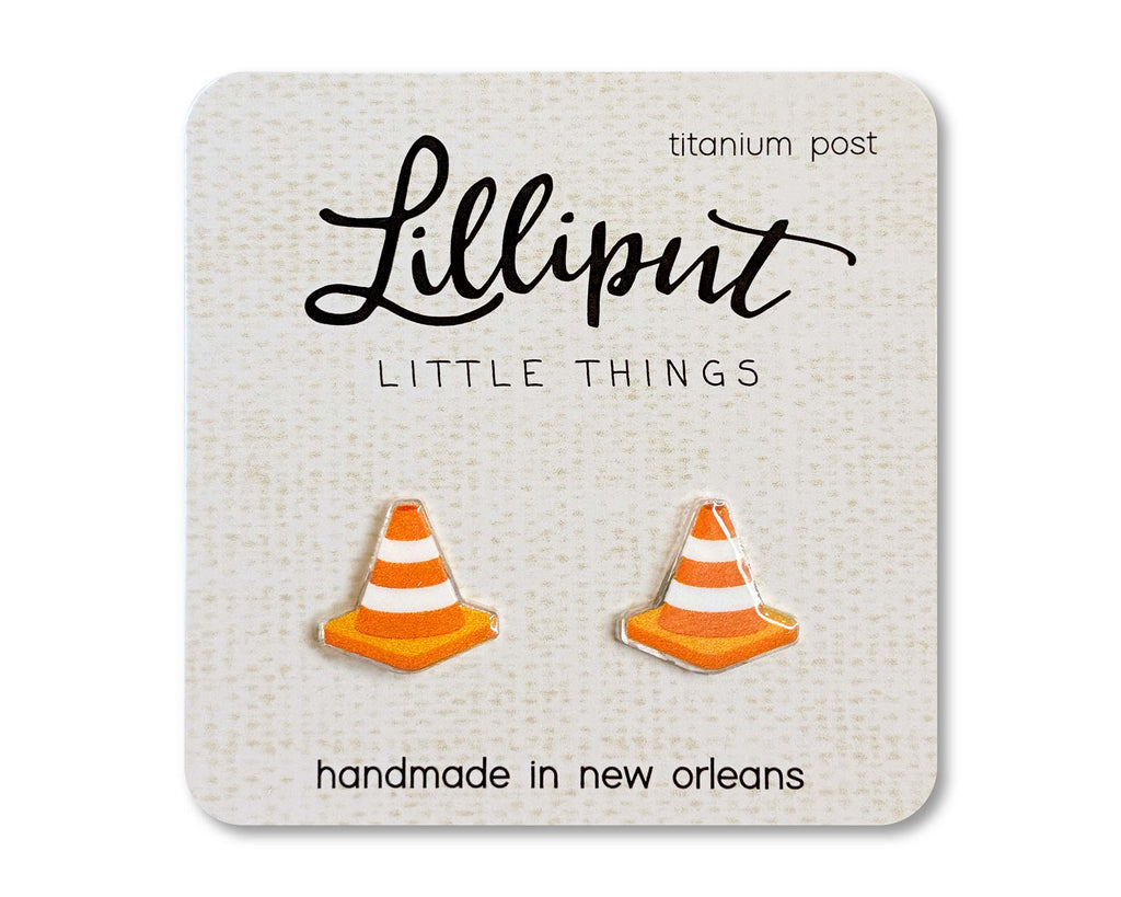Traffic Cone Earrings // Orange Construction Cone