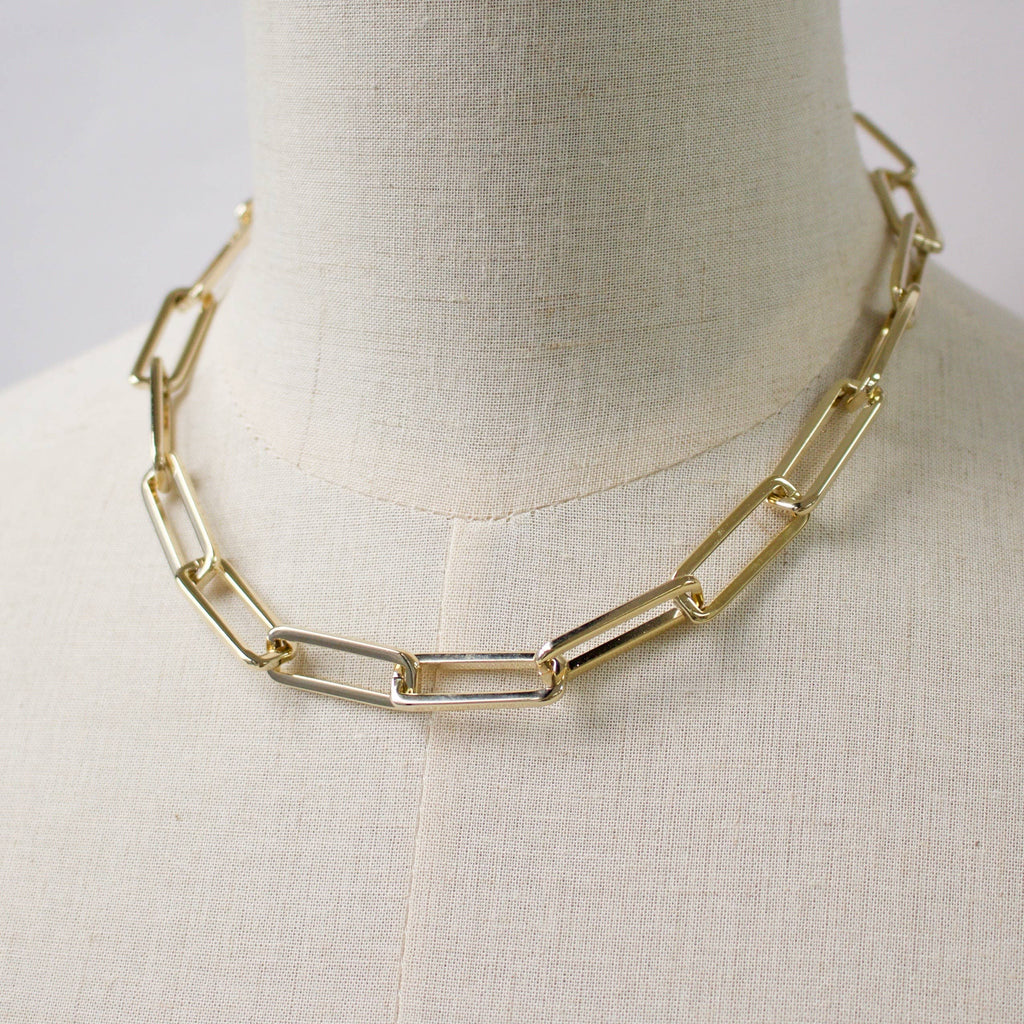 Paperclip Chain Necklace | Gold