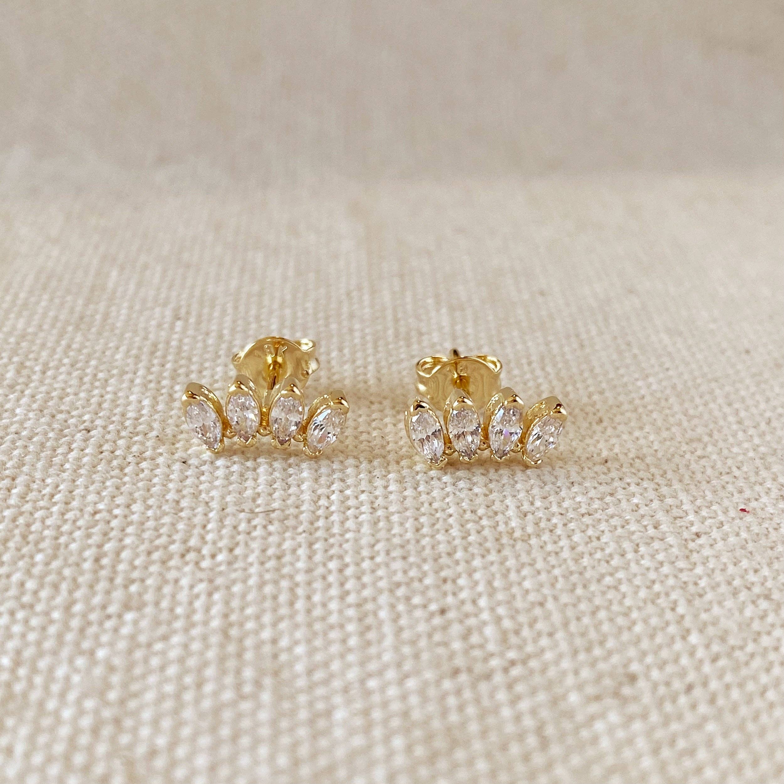 Curved Cubic Zirconia Stud Earrings