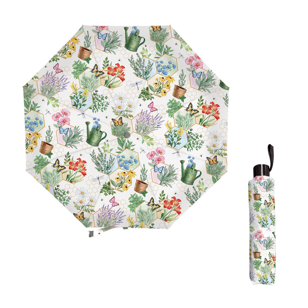 Evergreen Enterprises - Pollinator Garden Umbrella Manual Compact with Sleeve, Garde