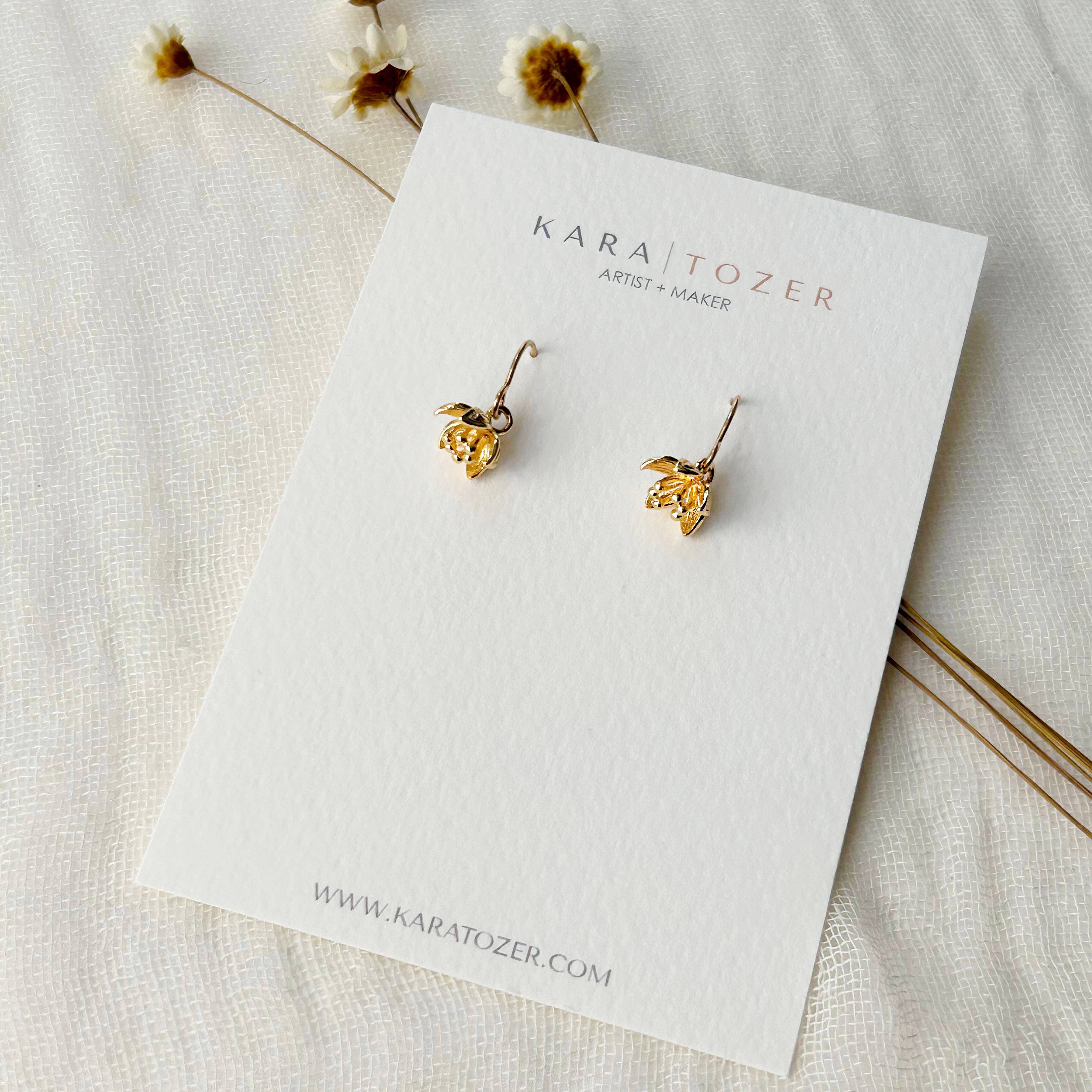 Gold Floral Dangle Earrings