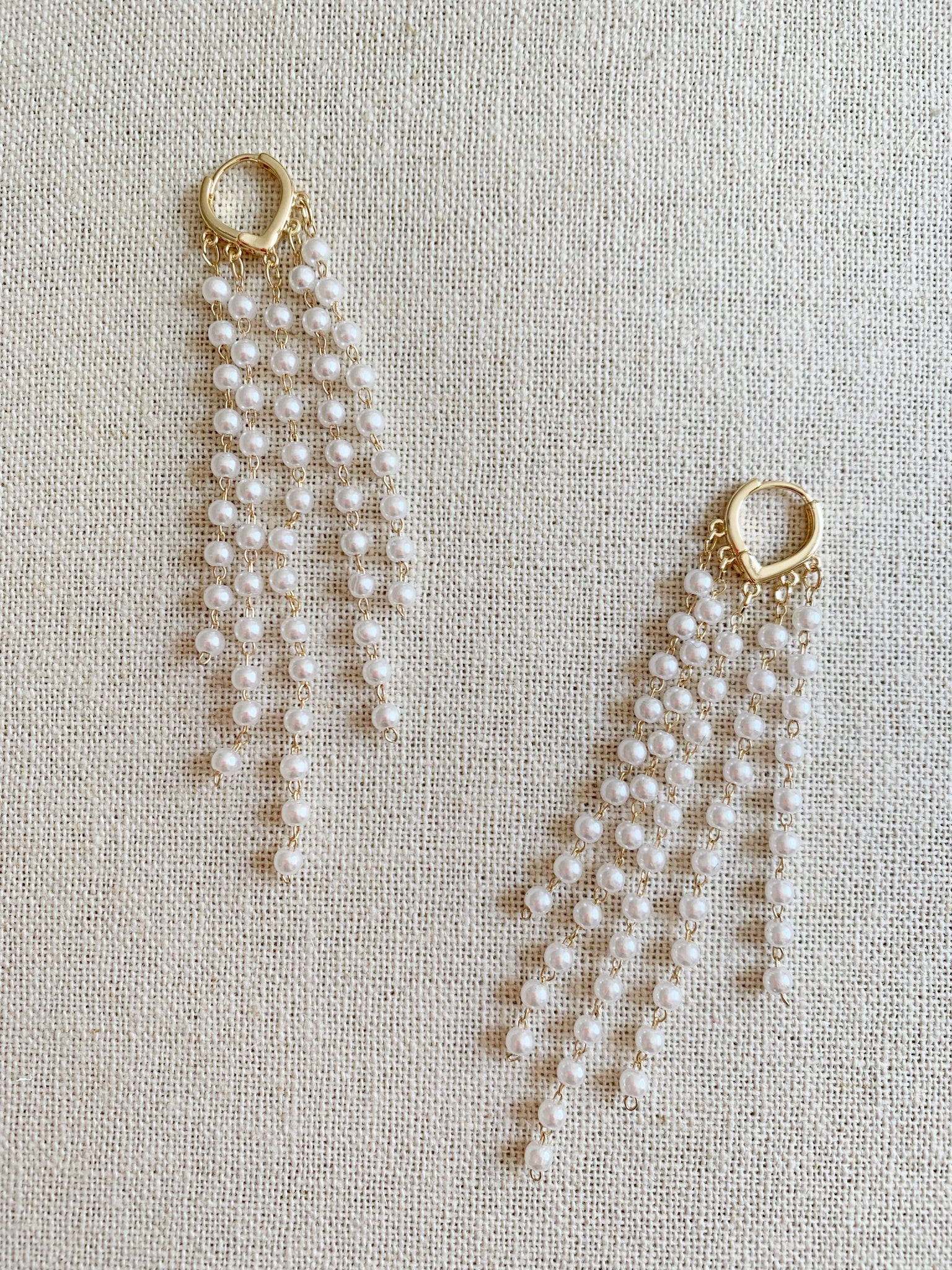 Fola Pearl Fringe Earrings | 18k Gold Plating