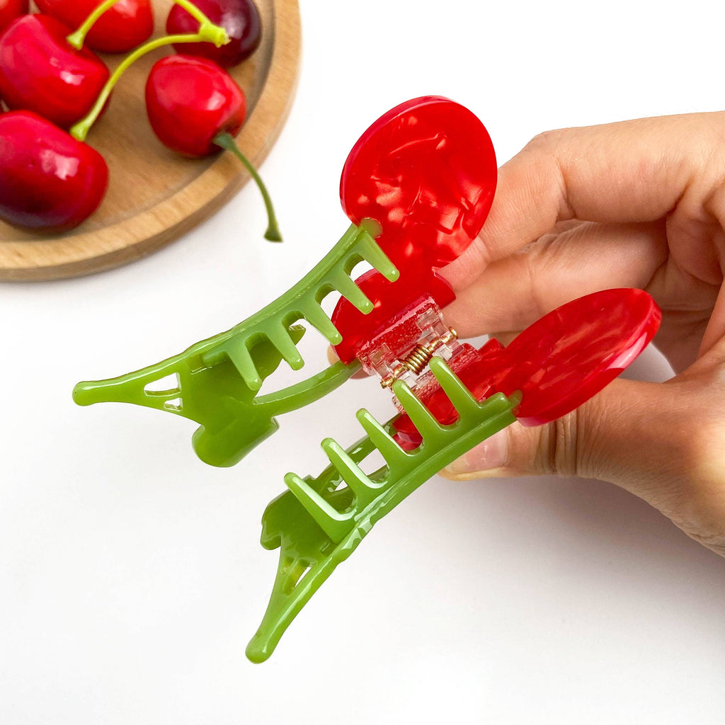 TheDivaSoap - Sweet Red Cherry Claw Clip, Twin Cherries Hair Clip