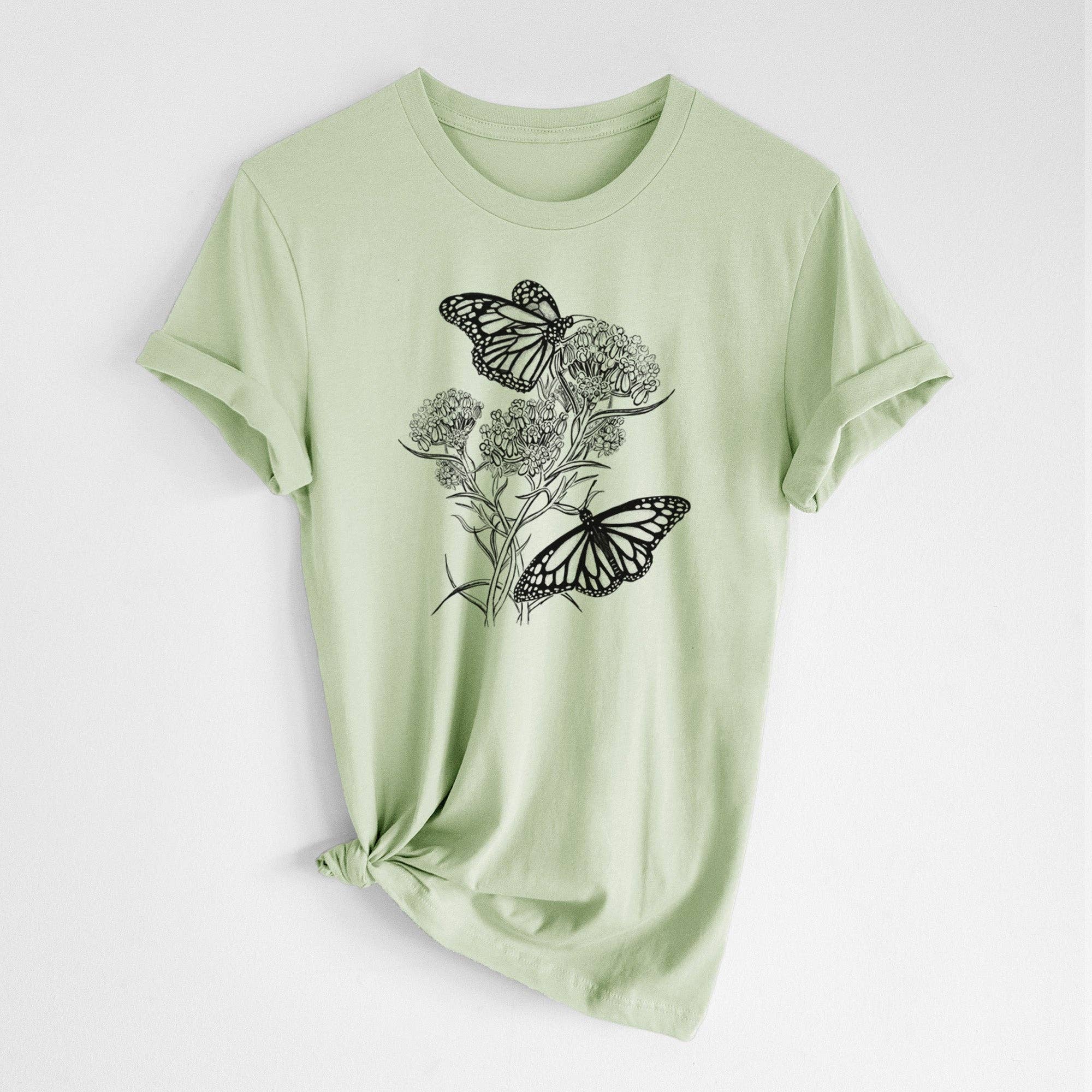 Because Tees - Narrowleaf Milkweed with Monarchs - Lightweight 100% Cotton Unisex Crewneck
