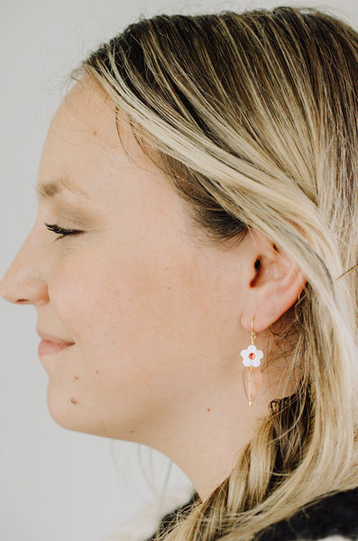 Flower and Heart Rhinestone Earrings