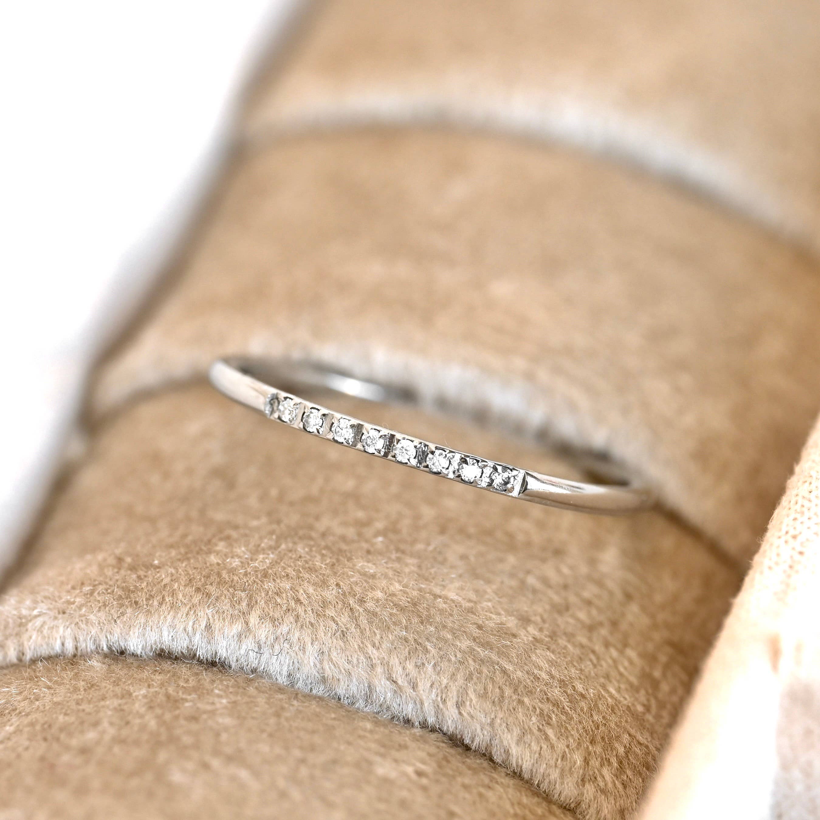 Blueyejewelry - Thin Pave CZ Ring - Slim Stainless Steel Diamond Line Ring