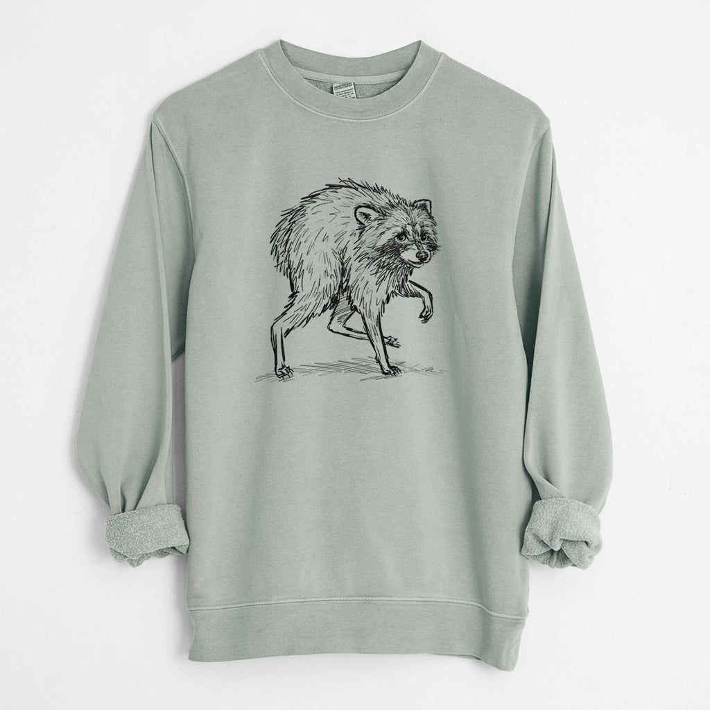 Because Tees - Short-Spine Seattle Raccoon - Unisex Pigment Dyed Crew Sweatshirt