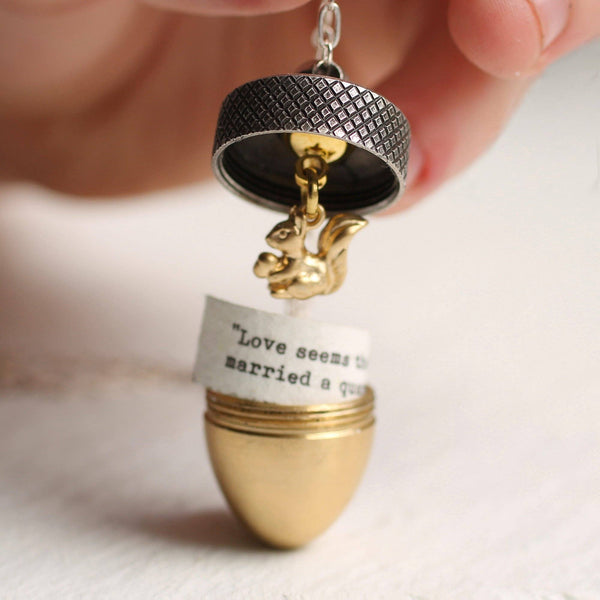 Personalized Acorn Locket Necklace