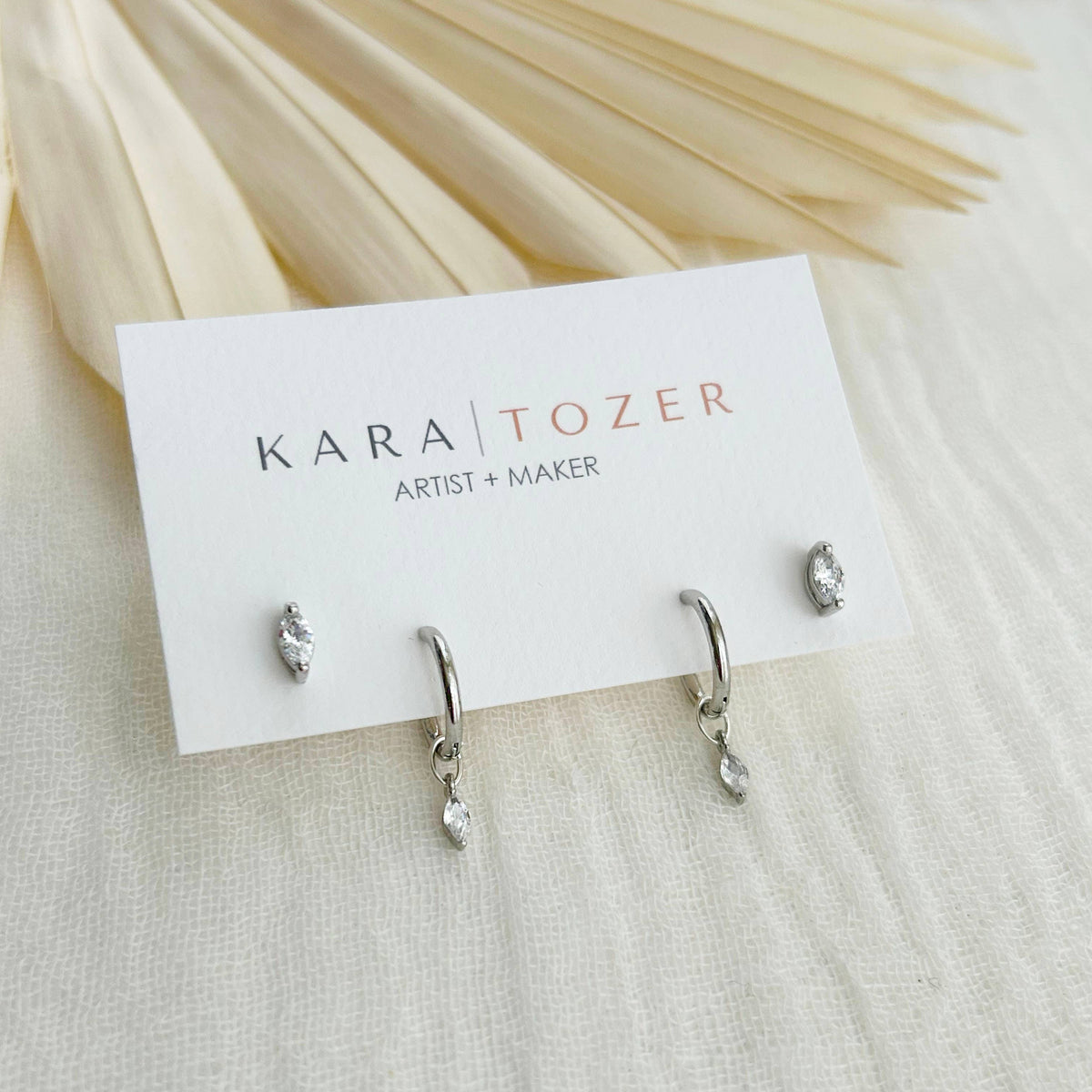 KARA | TOZER - Silver Marquise Hoop Stacking Set #4