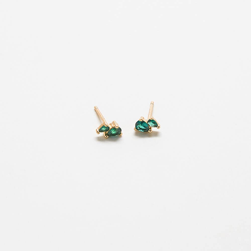 Green Double Teardrop Earrings
