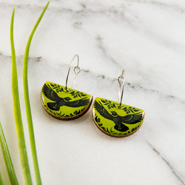 Citron Raven  Hoop Earrings