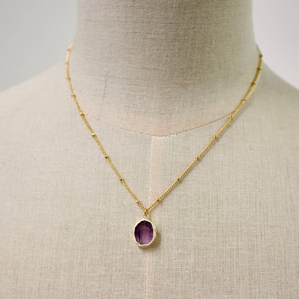 Lola semi charm necklace: Amethyst