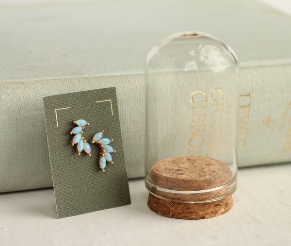 Gold Opal Wing Stud Earrings