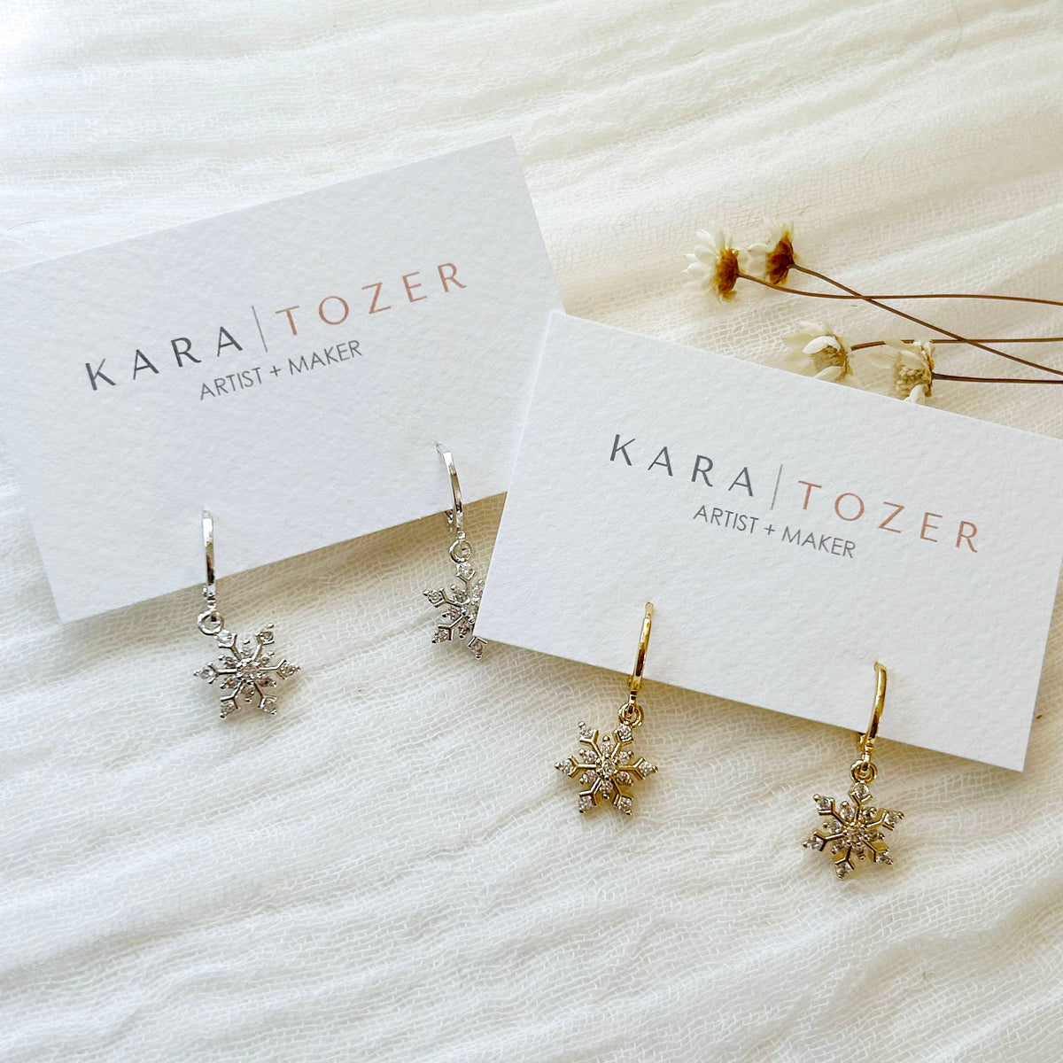 KARA | TOZER - Gold and Silver Snowflake Huggie Hoops