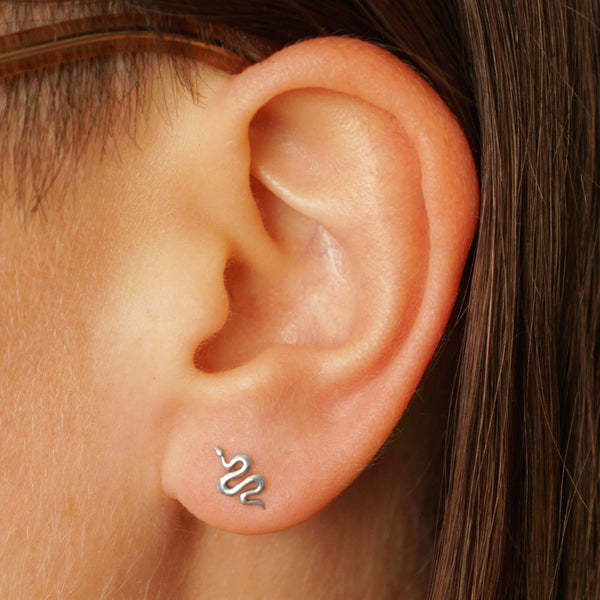 Snake Post Earrings- Sterling Silver