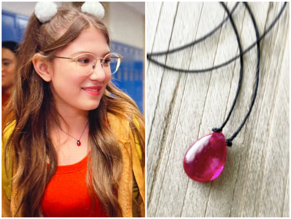 Rubellite Hydroquartz Teardrop Cord Necklace