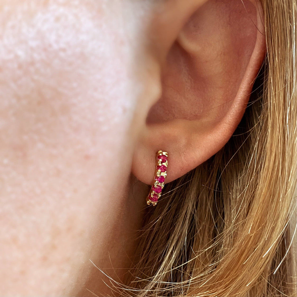 Bar Fuchsia Crystal Stud Earrings