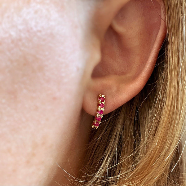 Bar Fuchsia Crystal Stud Earrings