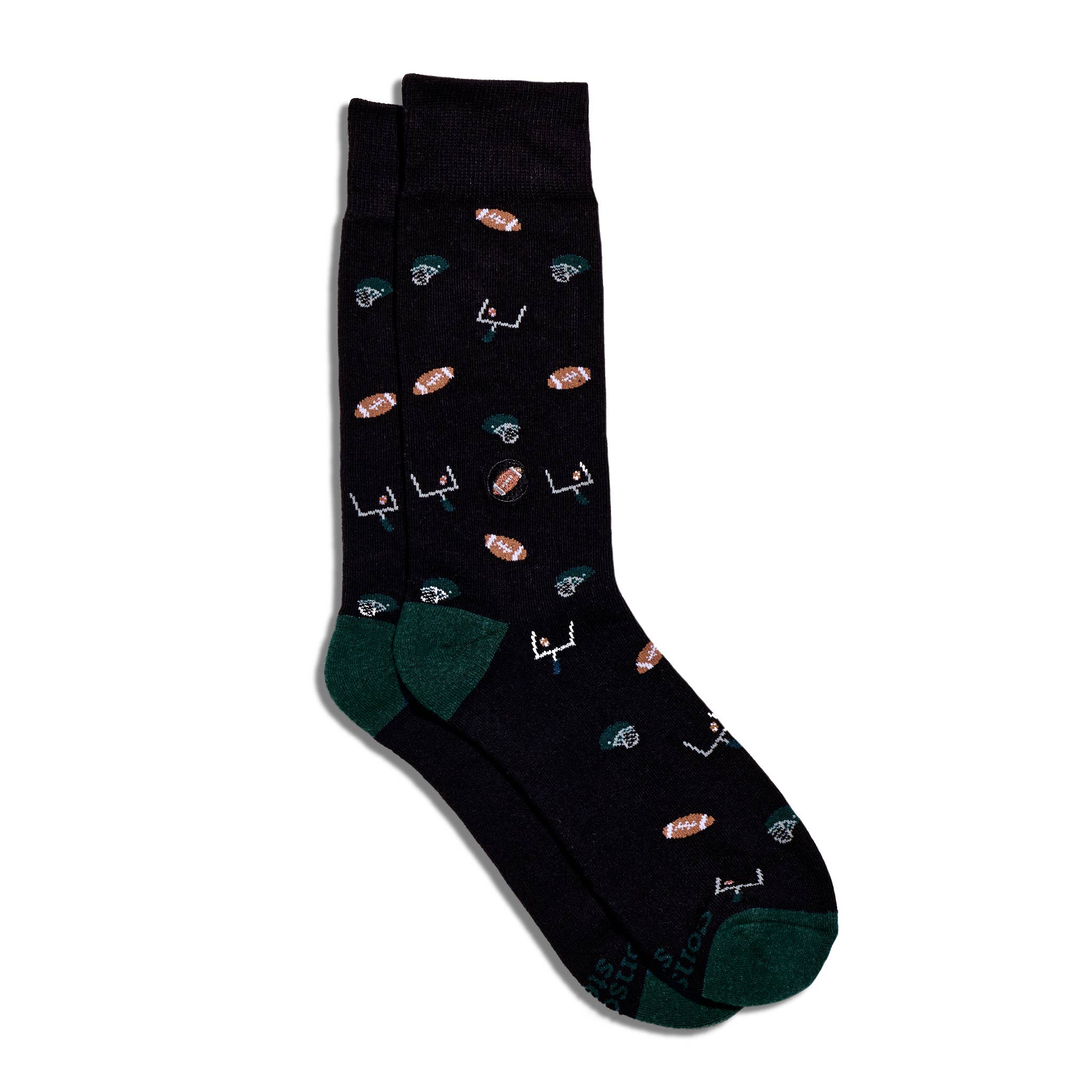 Socks that Support Youth Sports (Black Footballs)