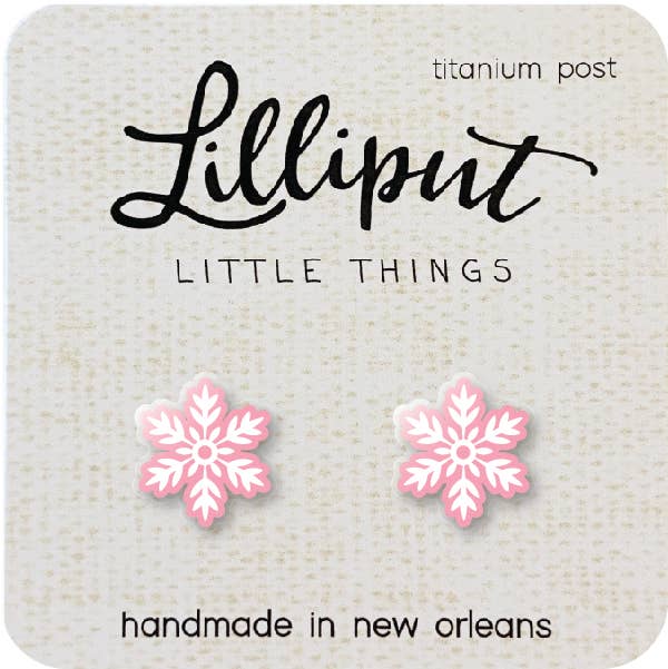 Lilliput Little Things - Pink Christmas Snowflake Earrings