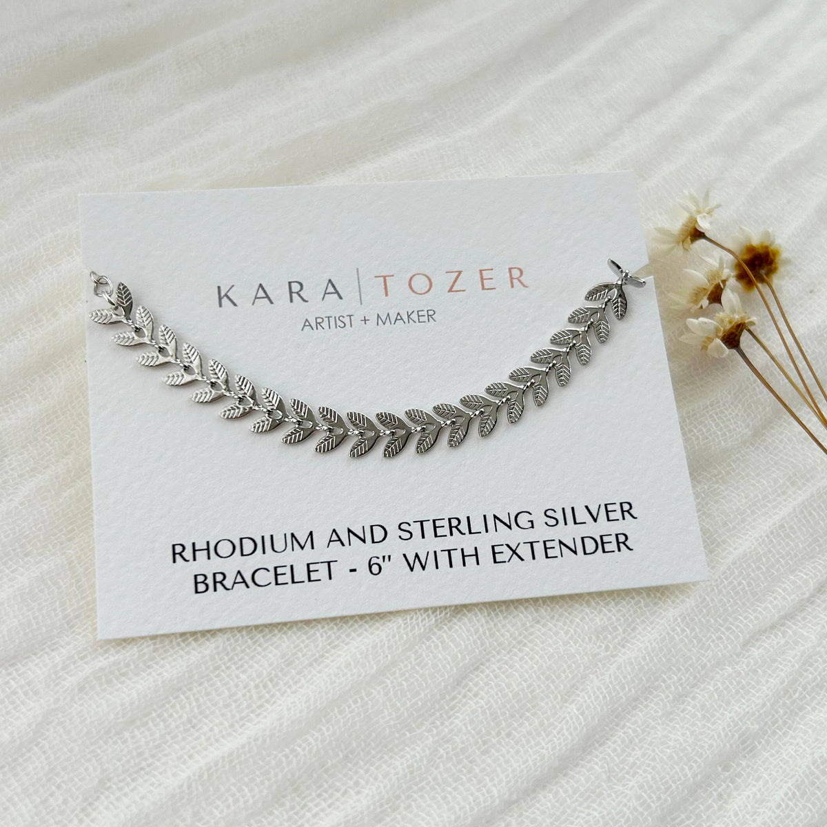 KARA | TOZER - Dainty Leaf Bracelet-Silver