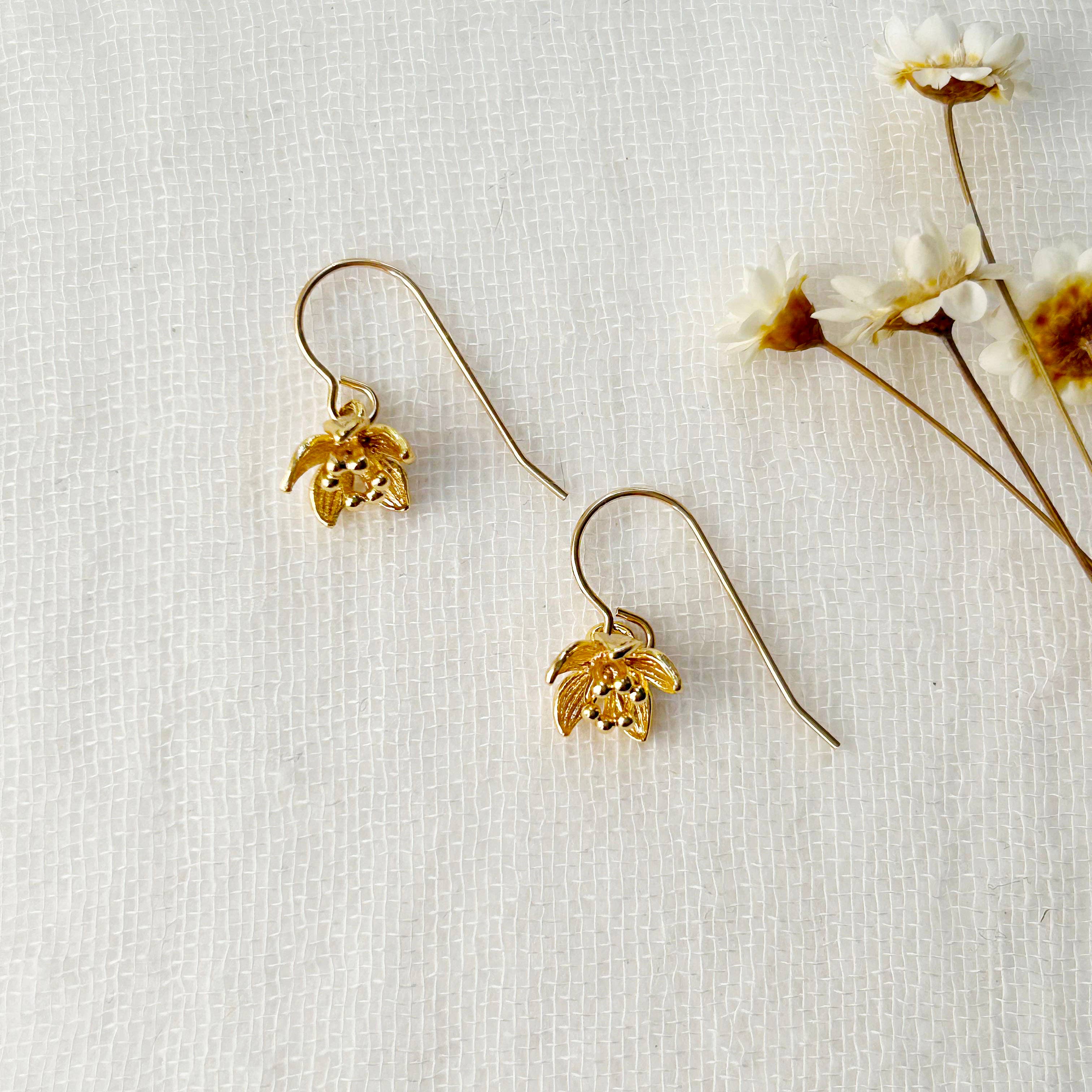 Gold Floral Dangle Earrings