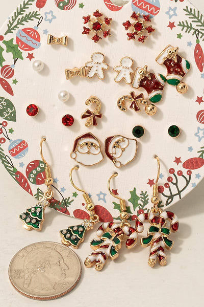 Fame Accessories - Assorted Christmas Stud Earrings Set