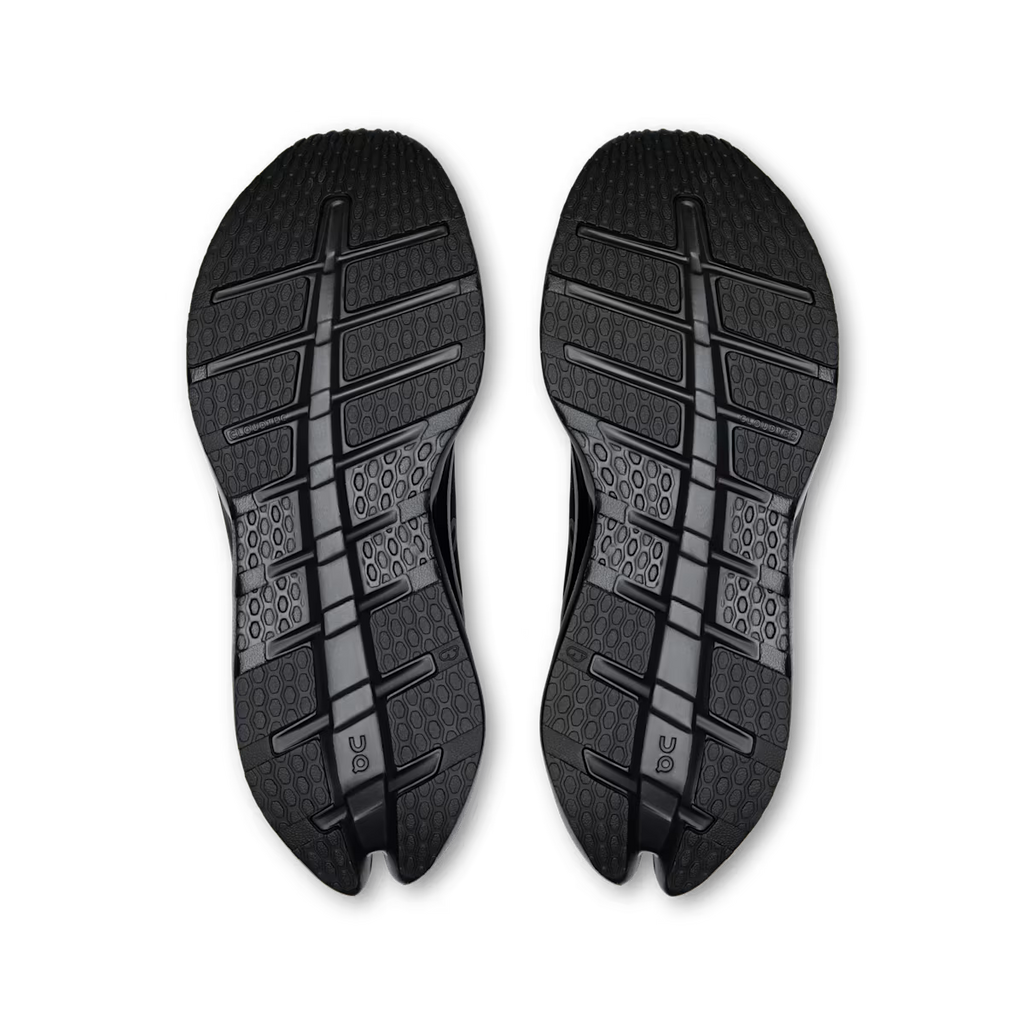 Black sole of a shoe with tread pattern on a white background