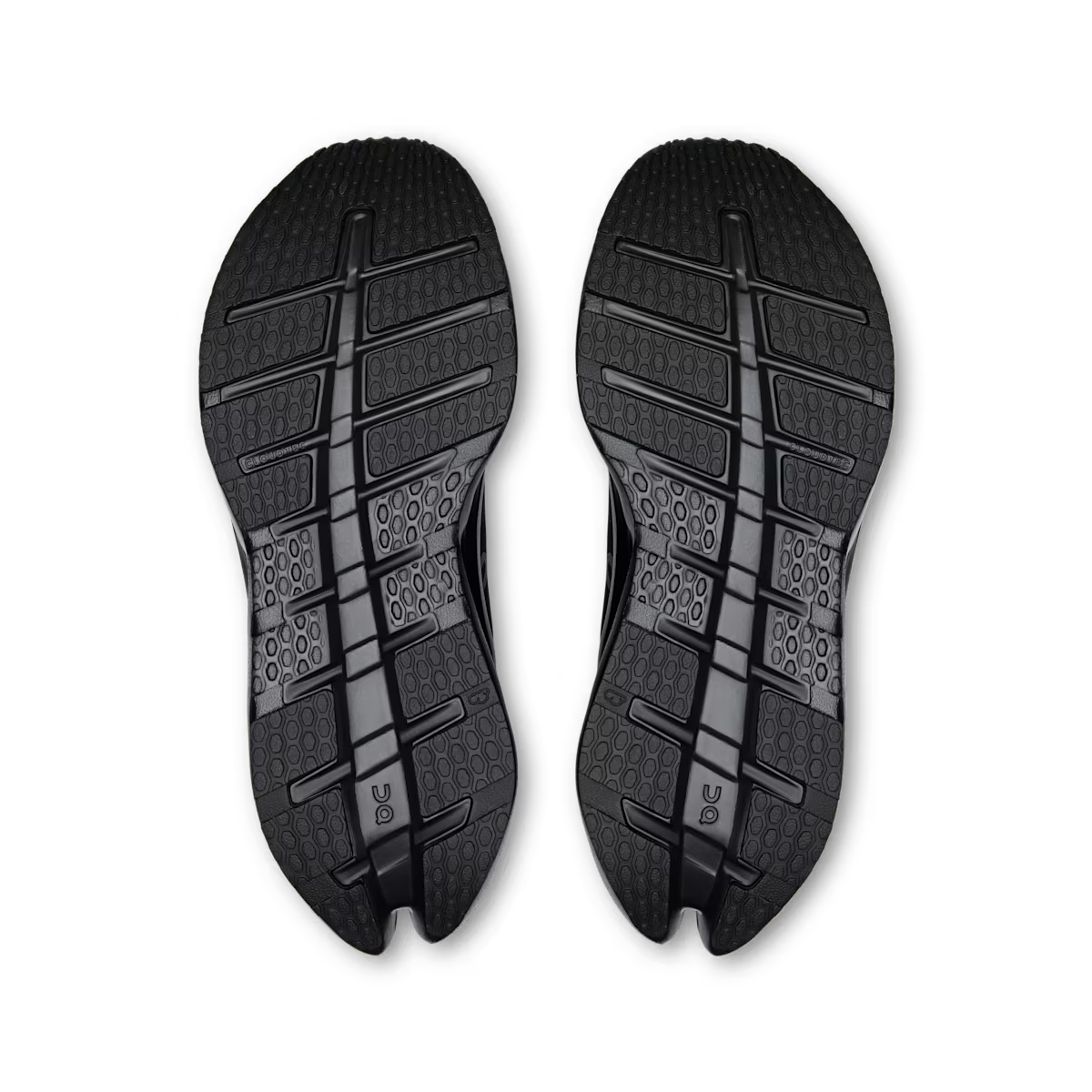 Black sole of a shoe with tread pattern on a white background