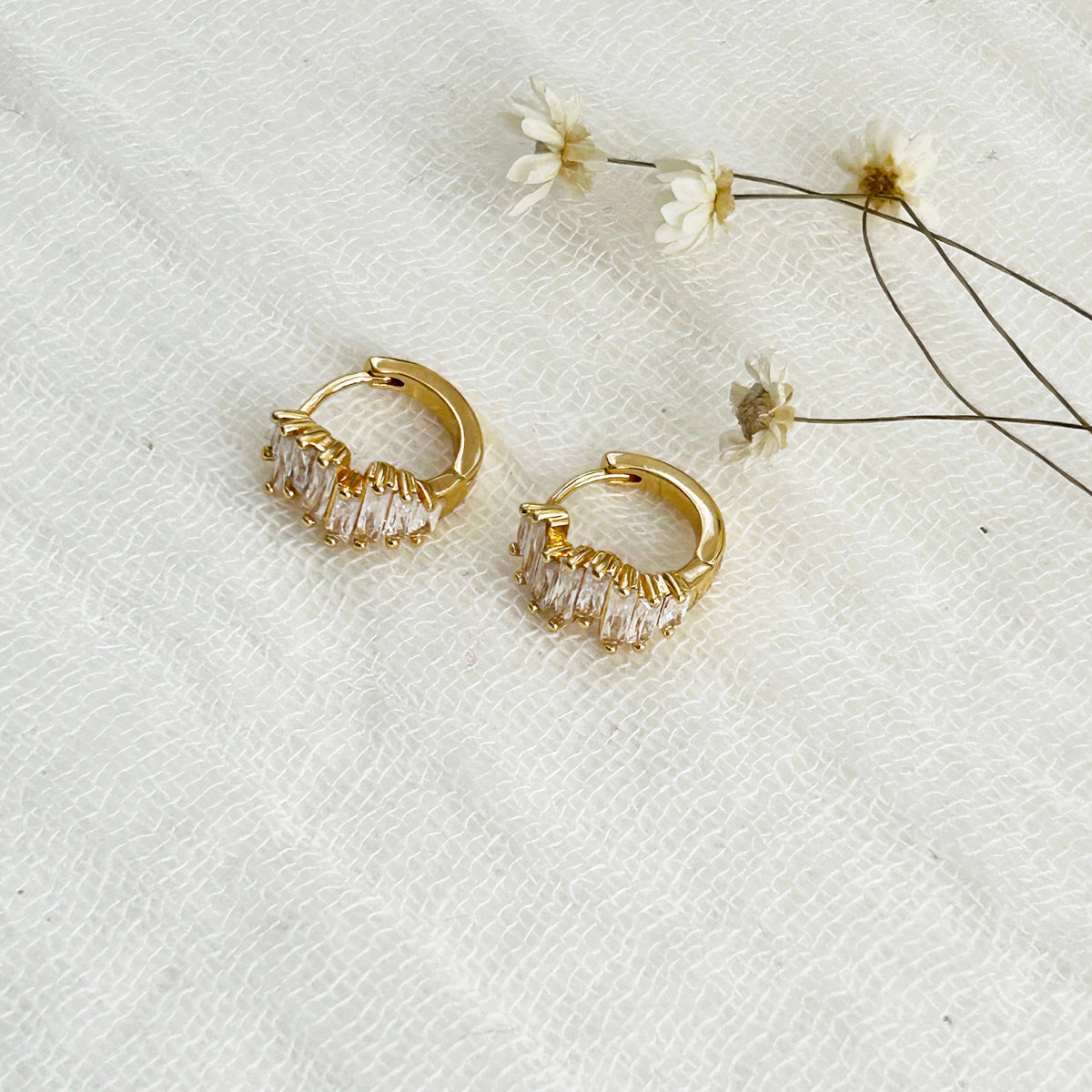 KARA | TOZER - Dainty Gold Crystal Huggies