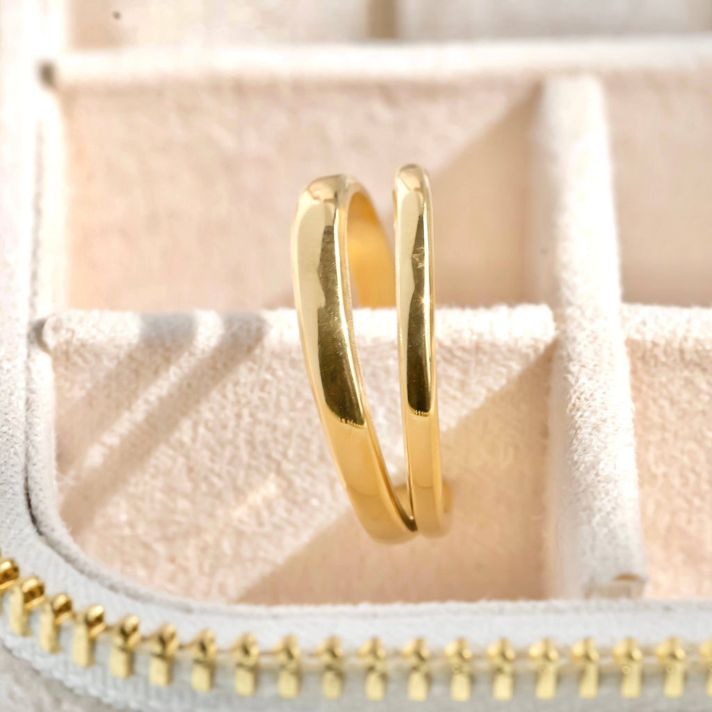 Blueyejewelry - Dainty Layered Open Ring - Stainless Steel Double Band Ring