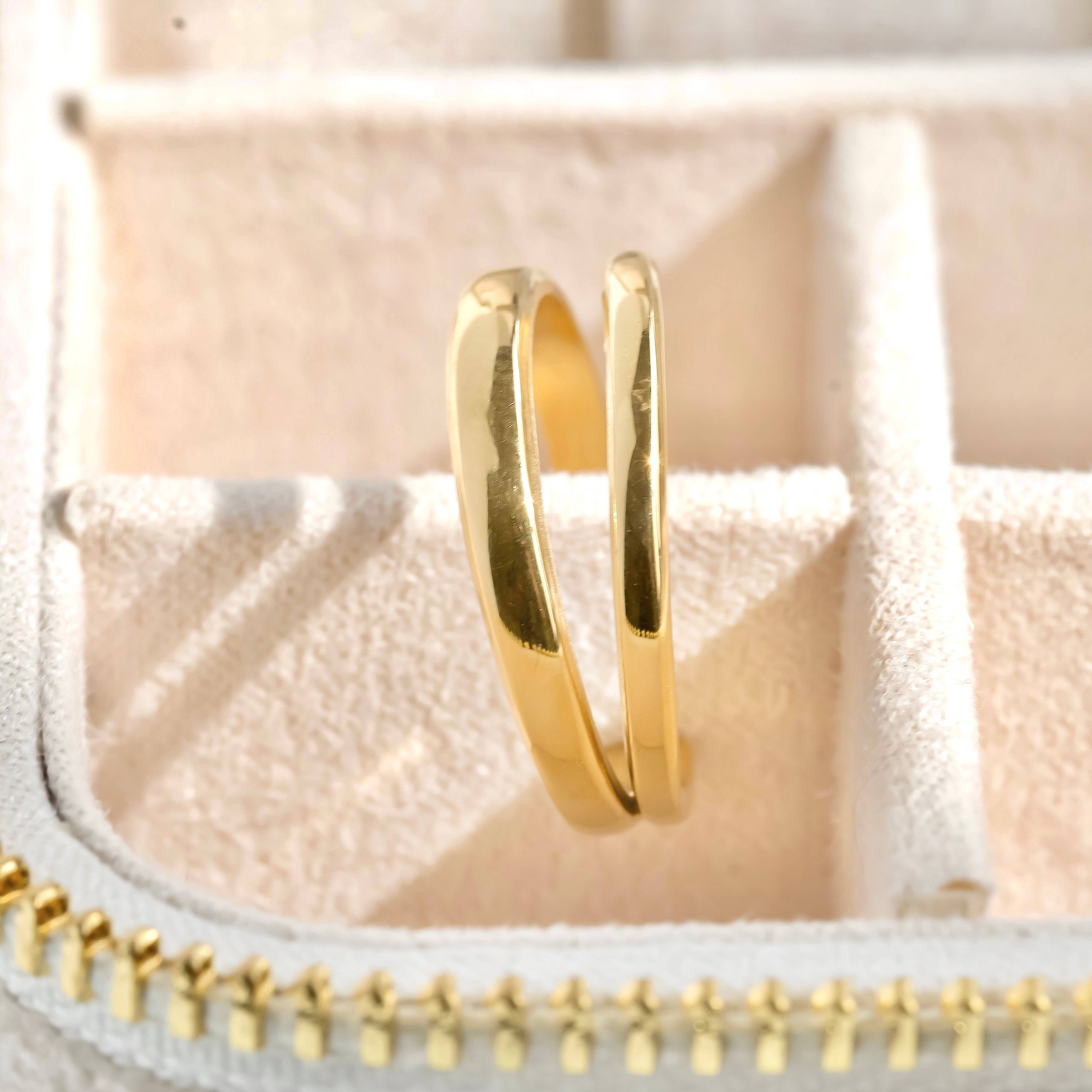 Blueyejewelry - Dainty Layered Open Ring - Stainless Steel Double Band Ring