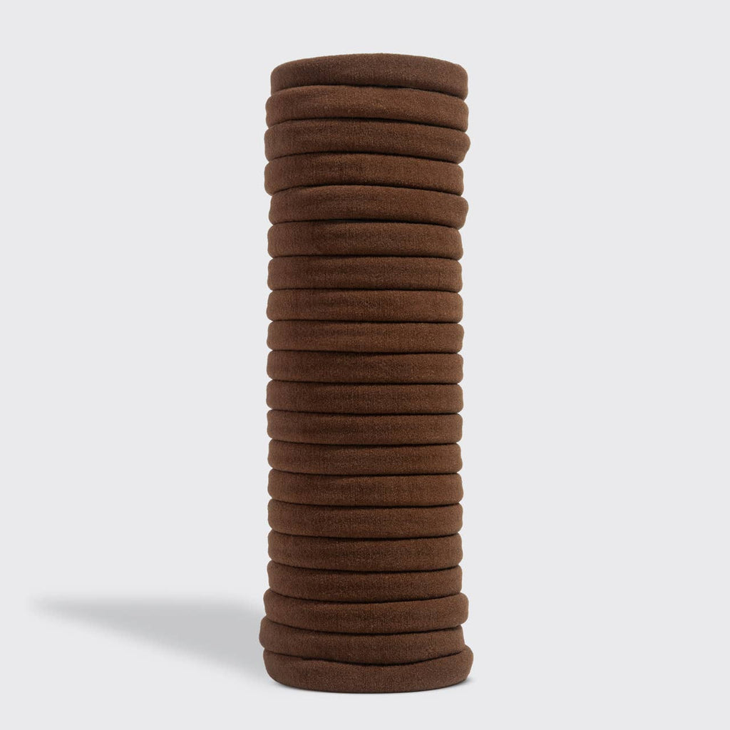 Recycled Fabric Seamless Hair Elastics 20pc Set - Chocolate