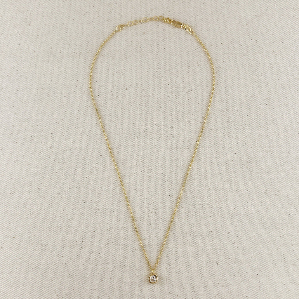 18k Gold Filled Solitaire Necklace