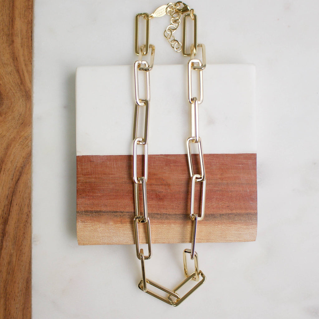 Paperclip Chain Necklace | Gold