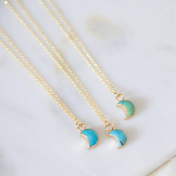Mini Turquoise Moon Necklace