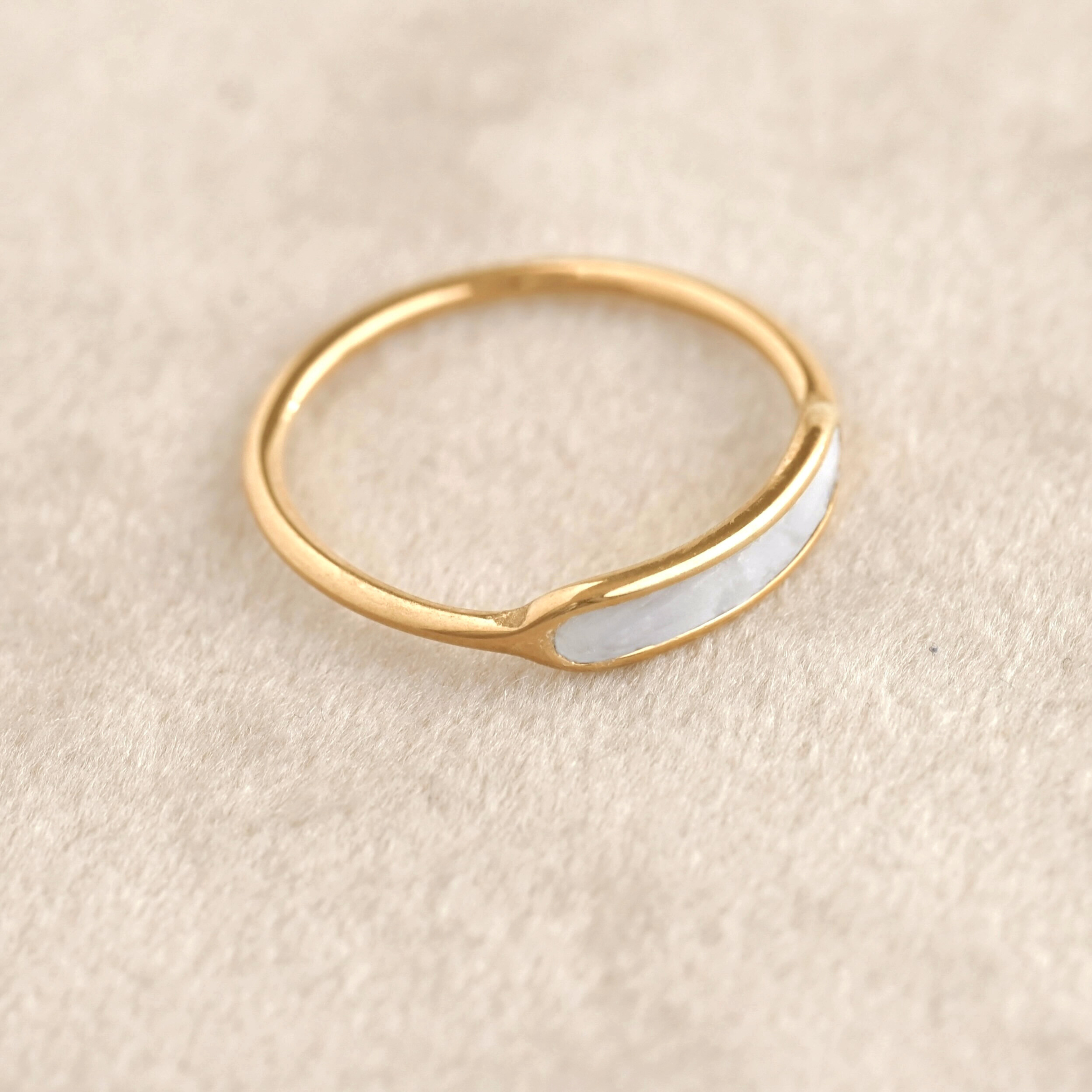 Blueyejewelry - Gold Shell Inlay Ring - Stainless Steel & Mother of Pearl