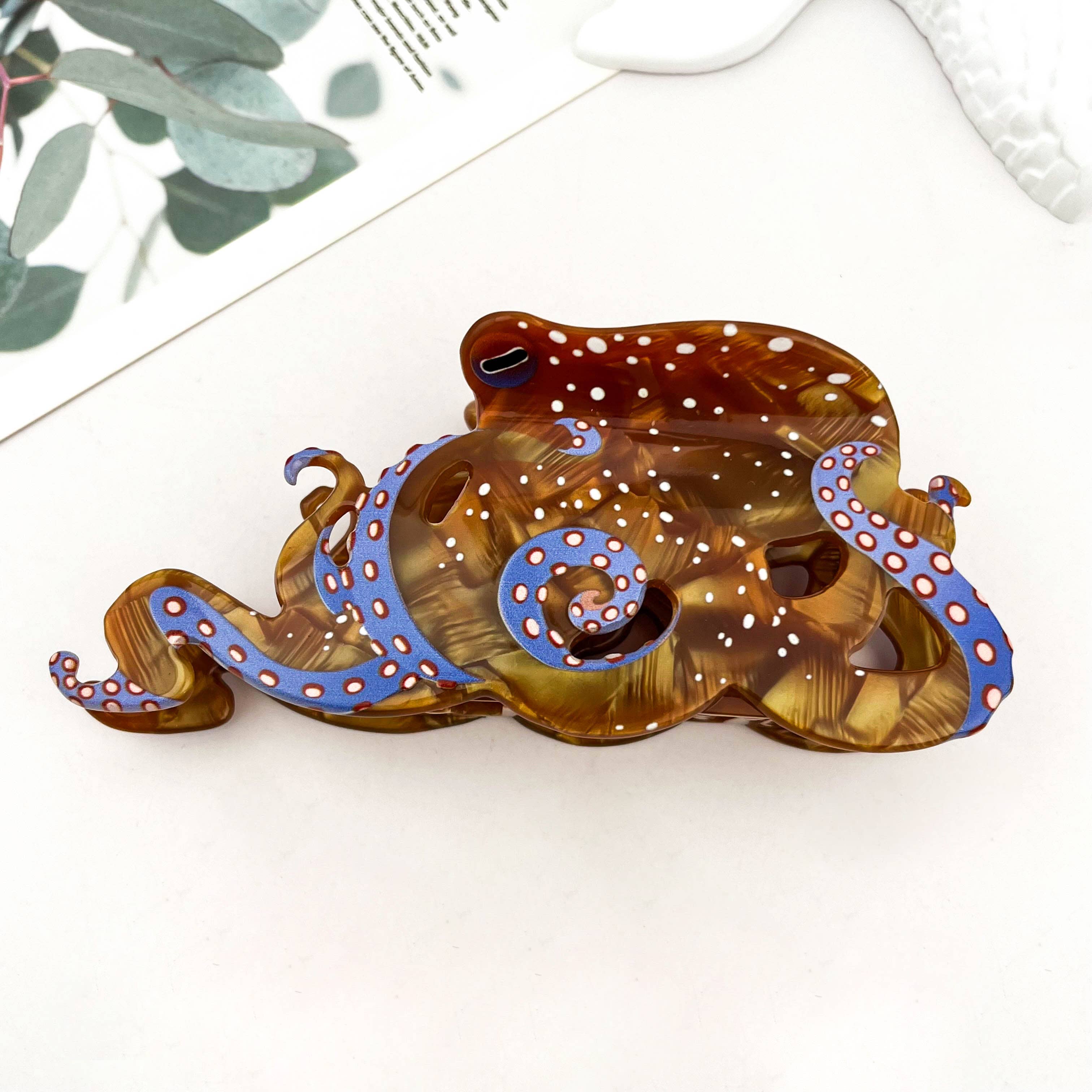 Blue Ring Octopus Hair Claw Clip